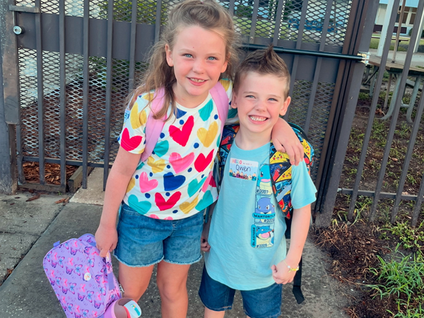 Students on the first day of school.