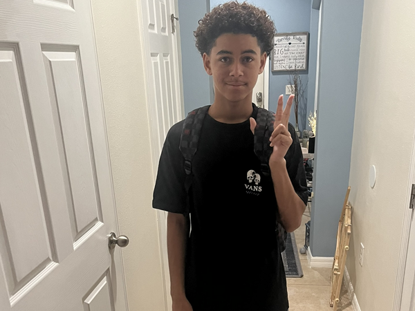 Student on the first day of school.