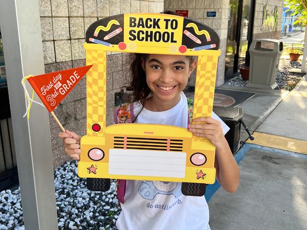 Student on the first day of school.