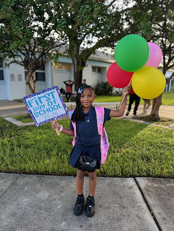 Student on the first day of school.