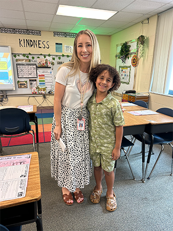 Student on the first day of school.